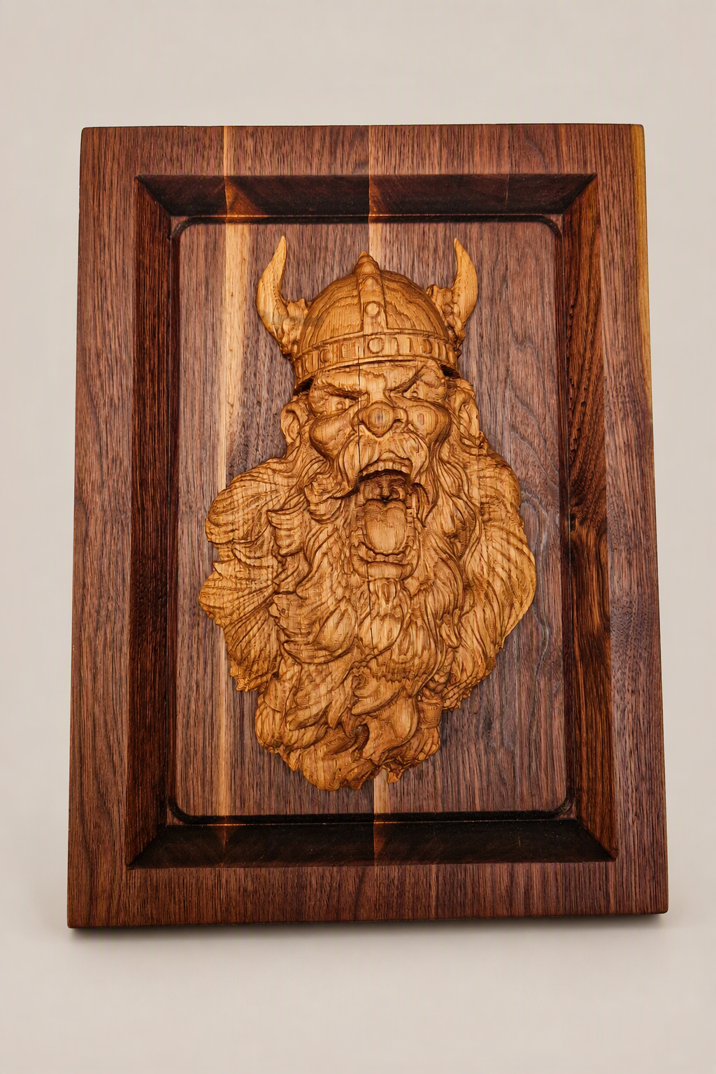 Viking head sculpture