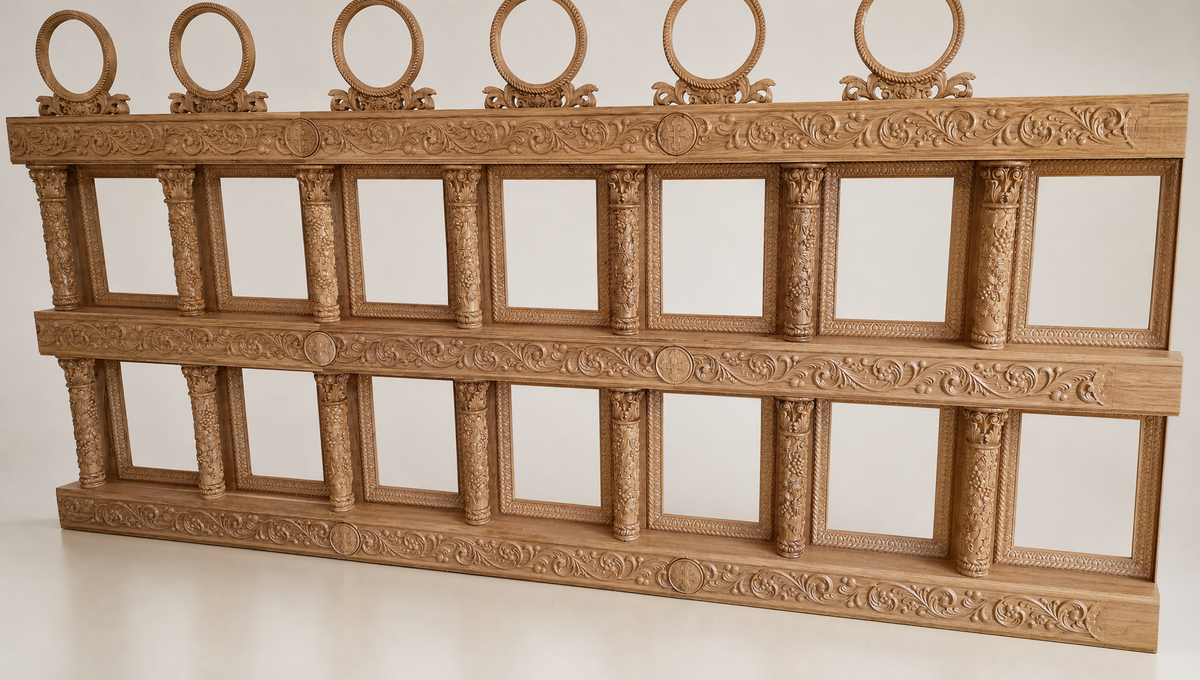 Structură de Iconostas Sculptată — Registru Superior